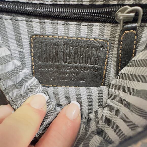 Jack Georges Genuine Leather Crossbody Bag Black Front Flap Adjustable Strap - Picture 16 of 16